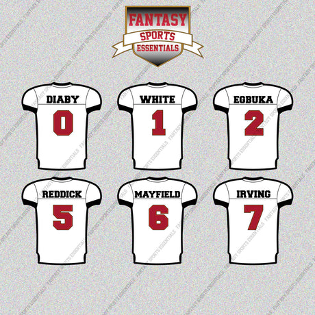 Tampa Bay Buccaneers 2025 Away Jersey Glossy Stickers (Choose Your Player) Page 1