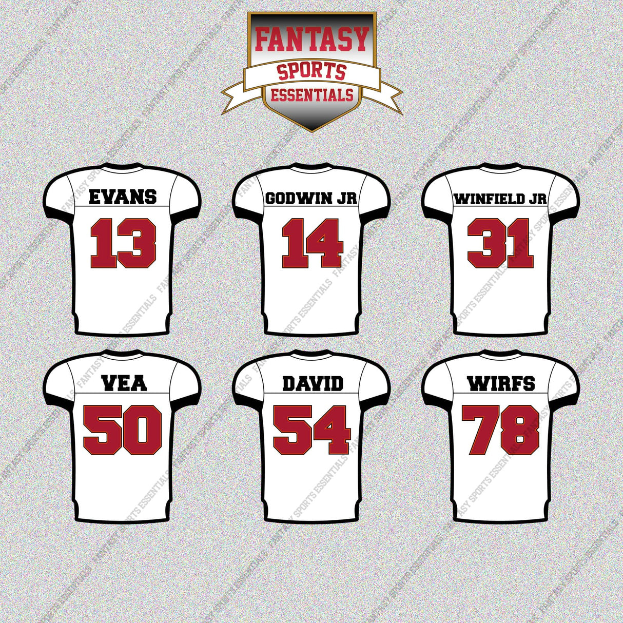 Tampa Bay Buccaneers 2025 Away Jersey Glossy Stickers (Choose Your Player) Page 2