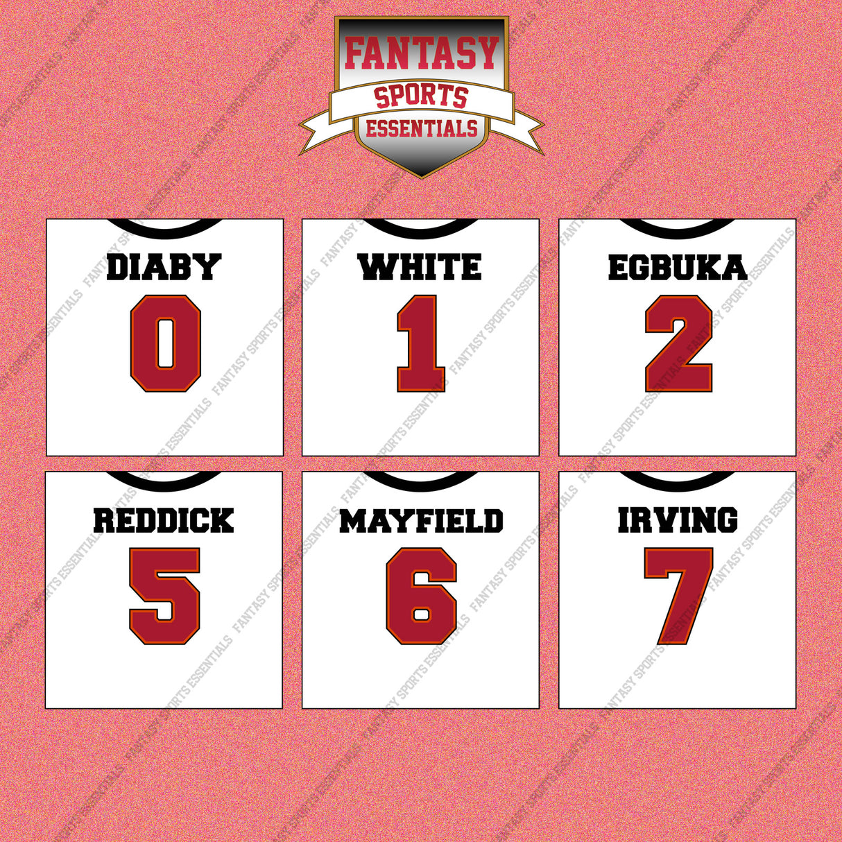 Tampa Bay Buccaneers 2025 Away Jersey Wall Art Prints (Choose Your Player) Page 1