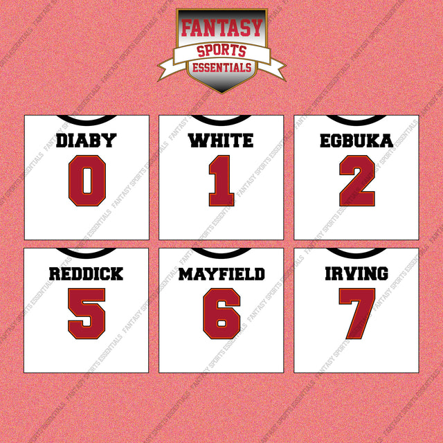 Tampa Bay Buccaneers 2025 Away Jersey Wall Art Prints (Choose Your Player) Page 1