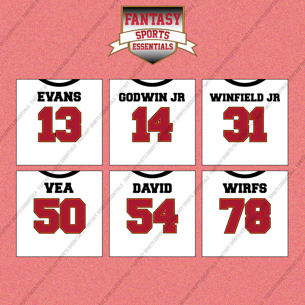 Tampa Bay Buccaneers 2025 Away Jersey Wall Art Prints (Choose Your Player) Page 2