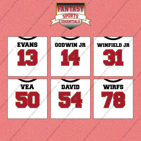 Tampa Bay Buccaneers 2025 Away Jersey Wall Art Prints (Choose Your Player) Page 2