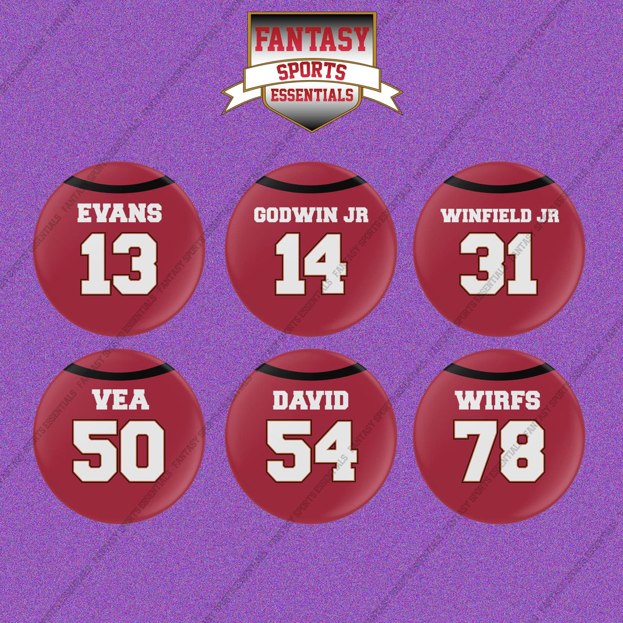 Tampa Bay Buccaneers 2025 Home Jersey Button Pins (Choose Your Player) Page 2