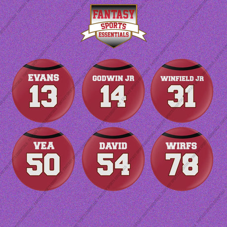 Tampa Bay Buccaneers 2025 Home Jersey Button Pins (Choose Your Player) Page 2