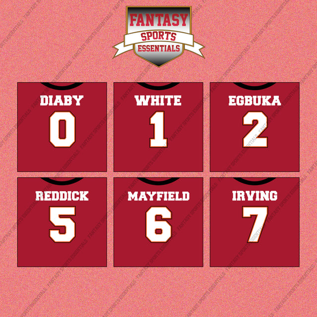 Tampa Bay Buccaneers 2025 Home Jersey Wall Art Prints (Choose Your Player) Page 1