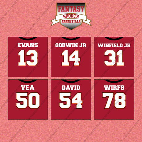 Tampa Bay Buccaneers 2025 Home Jersey Wall Art Prints (Choose Your Player) Page 2