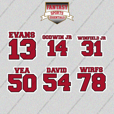 Tampa Bay Buccaneers 2025 Name and Number Glossy Stickers (Choose Your Player) Page 2