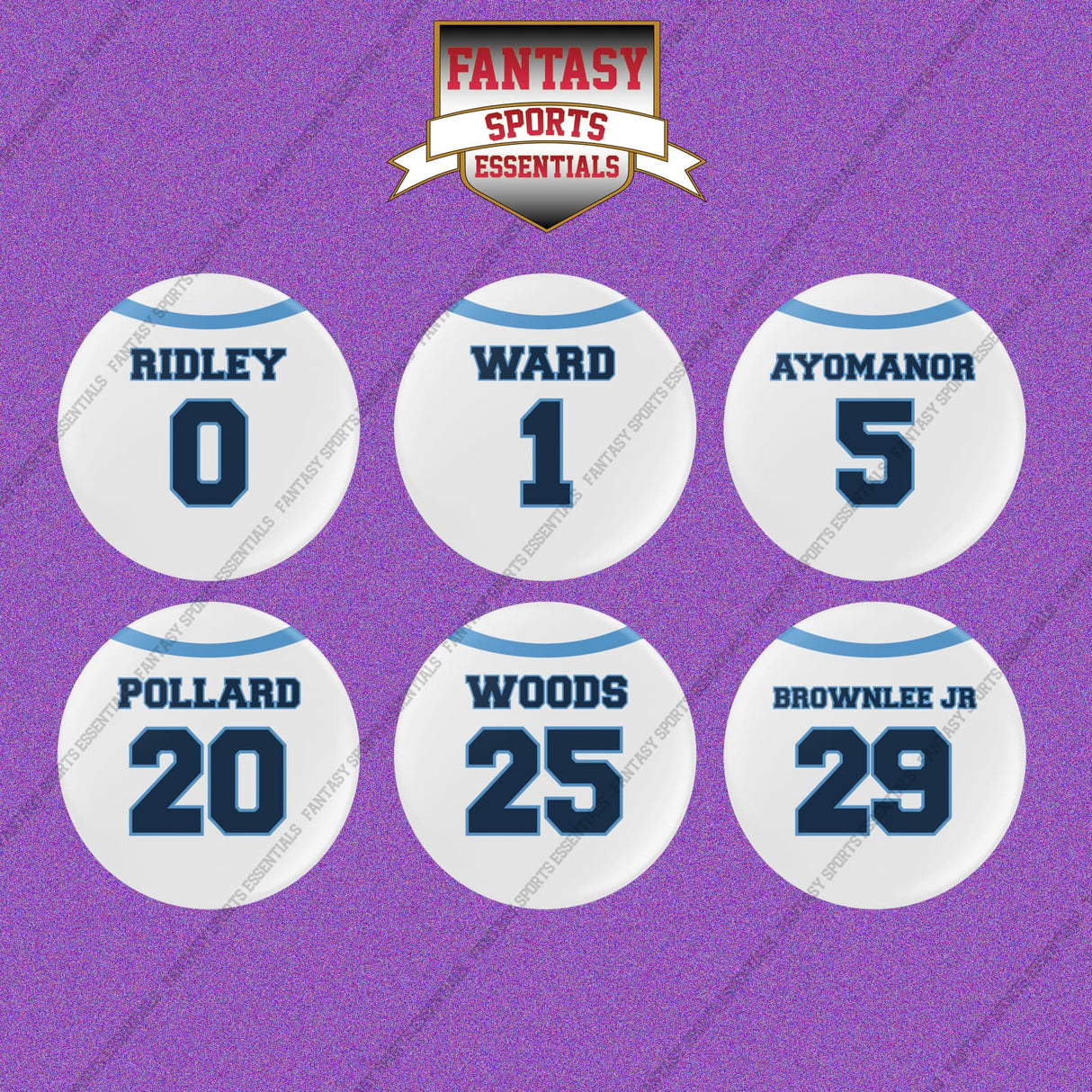 Tennessee Titans 2025 Away Jersey Button Pins (Choose Your Player) Page 1