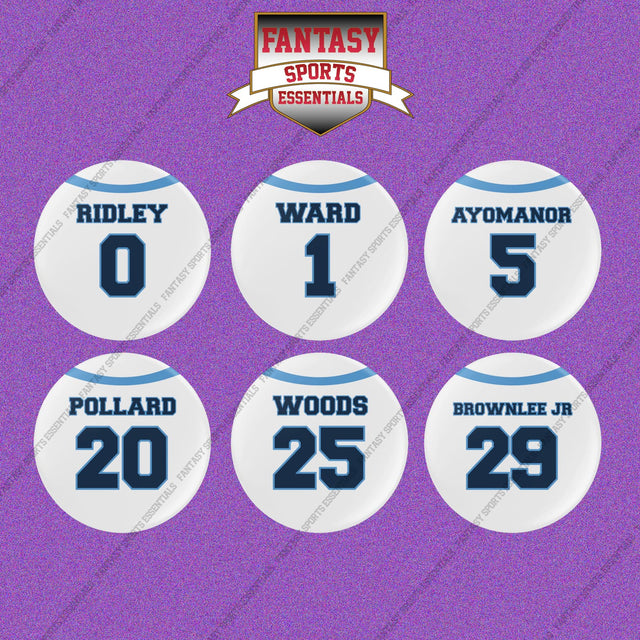 Tennessee Titans 2025 Away Jersey Button Pins (Choose Your Player) Page 1