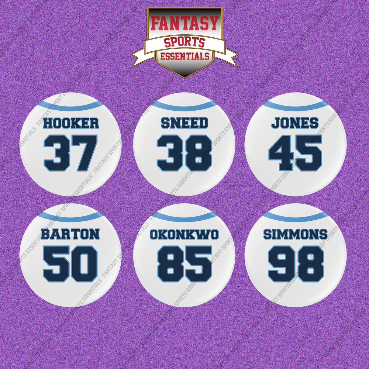 Tennessee Titans 2025 Away Jersey Button Pins (Choose Your Player) Page 2