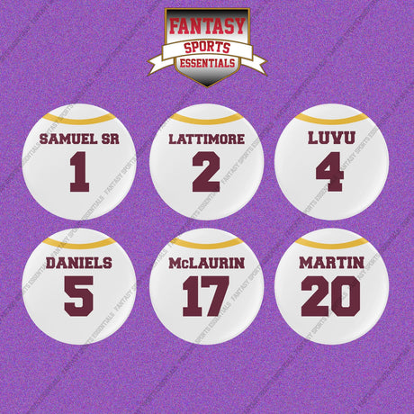 Washington Commanders 2025 Away Jersey Button Pins (Choose Your Player) Page 1