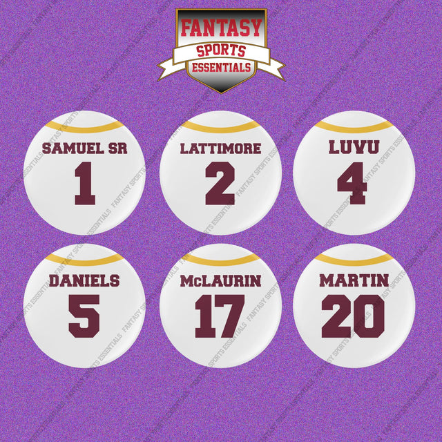 Washington Commanders 2025 Away Jersey Button Pins (Choose Your Player) Page 1