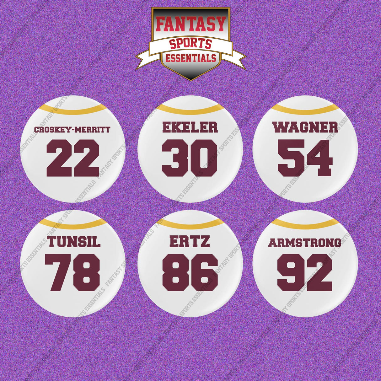 Washington Commanders 2025 Away Jersey Button Pins (Choose Your Player) Page 2