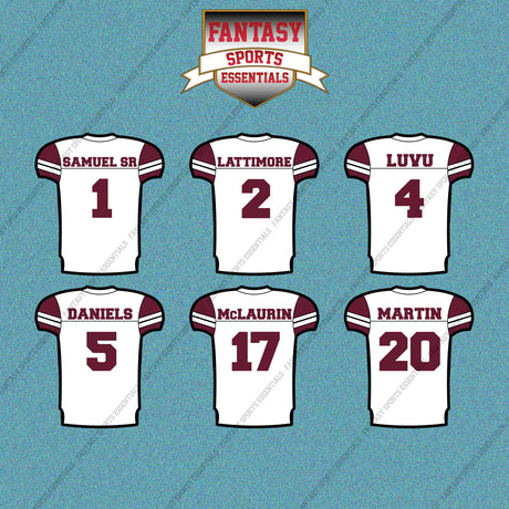 Washington Commanders 2025 Away Jersey Car Decals (Choose Your Player) Page 1