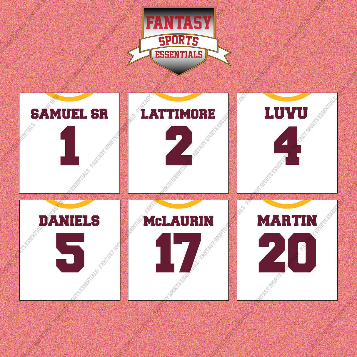 Washington Commanders 2025 Away Jersey Wall Art Prints (Choose Your Player) Page 1 