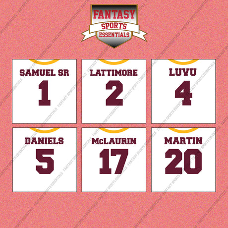 Washington Commanders 2025 Away Jersey Wall Art Prints (Choose Your Player) Page 1 