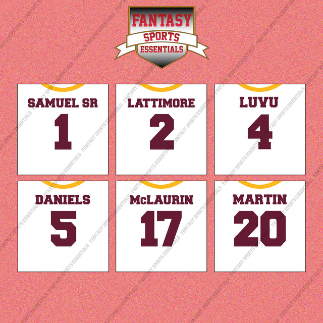 Washington Commanders 2025 Away Jersey Wall Art Prints (Choose Your Player) Page 1 
