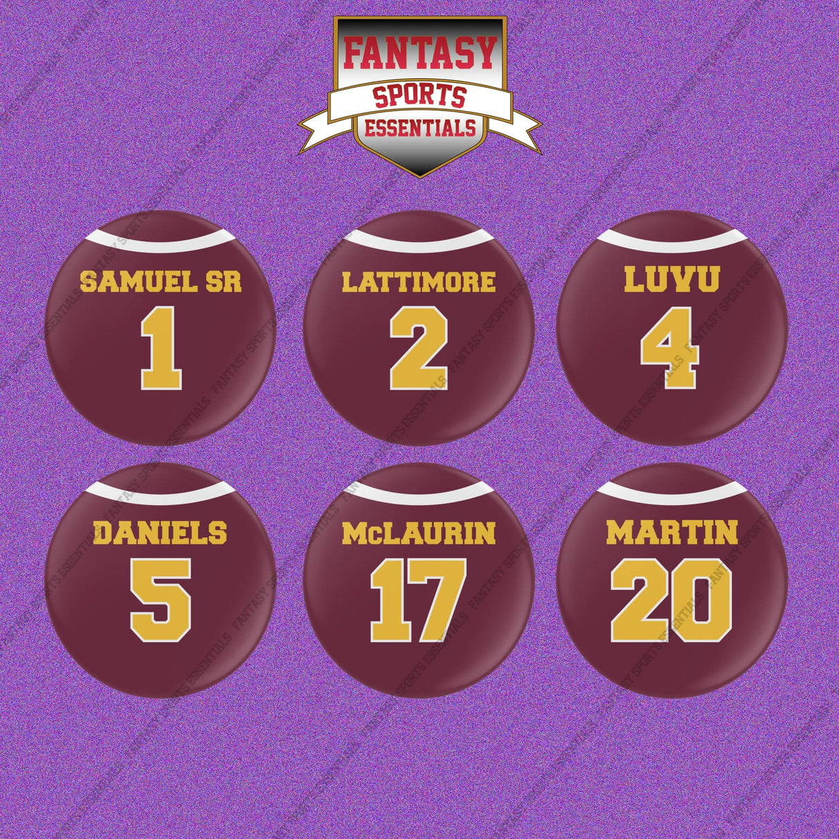 Washington Commanders 2025 Home Jersey Button Pins (Choose Your Player) Page 1