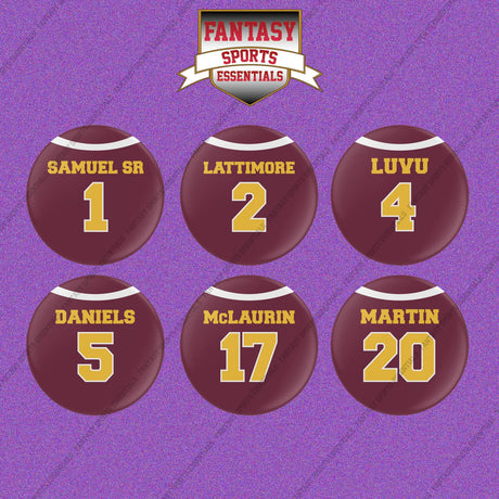 Washington Commanders 2025 Home Jersey Button Pins (Choose Your Player) Page 1