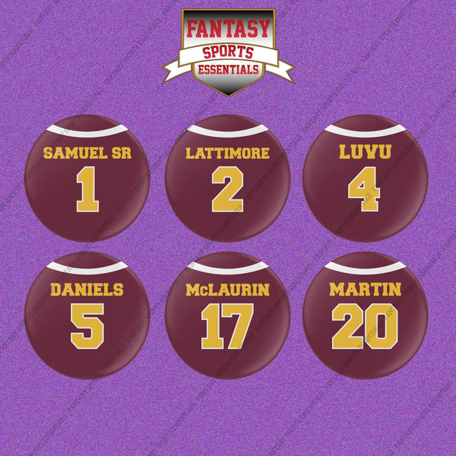 Washington Commanders 2025 Home Jersey Button Pins (Choose Your Player) Page 1
