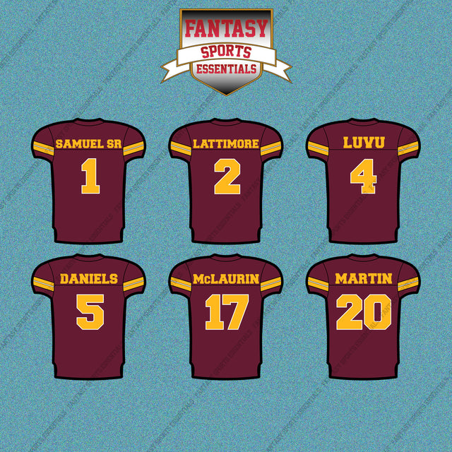 Washington Commanders 2025 Home Jersey Car Decals (Choose Your Player) Page 1
