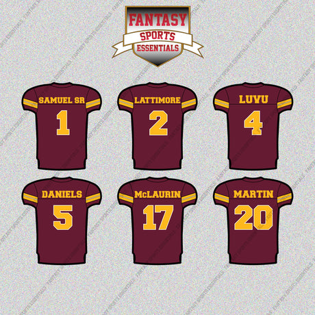 Washington Commanders 2025 Home Jersey Glossy Stickers (Choose Your Player) Page 1