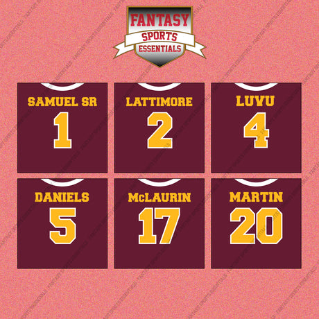 Washington Commanders 2025 Home Jersey Wall Art Prints (Choose Your Player) Page 1