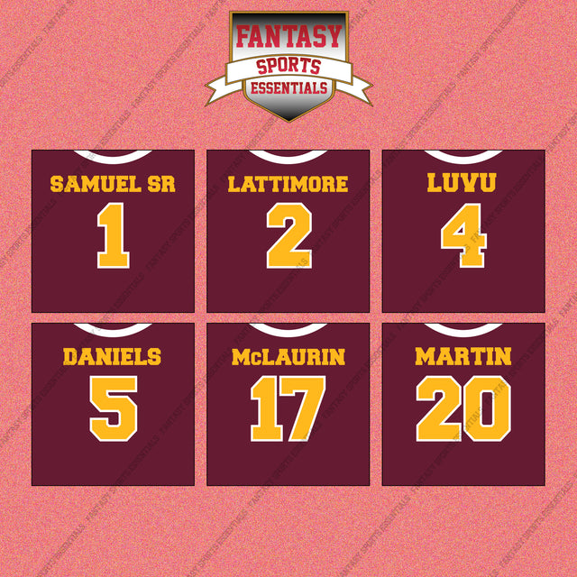 Washington Commanders 2025 Home Jersey Wall Art Prints (Choose Your Player) Page 1
