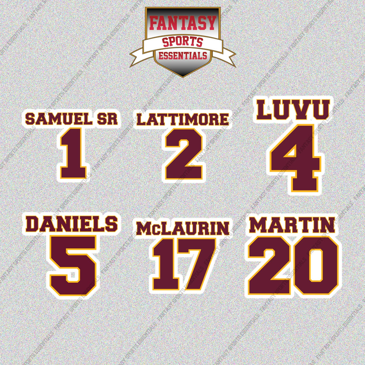 Washington Commanders 2025 Name and Number Glossy Stickers (Choose Your Player) Page 1